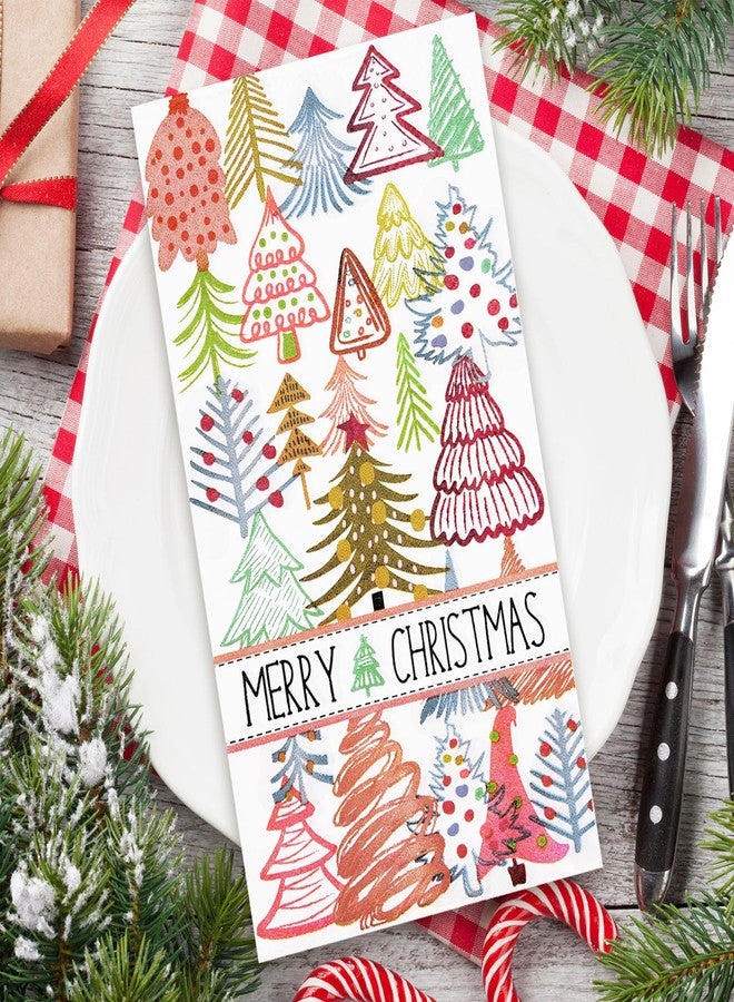 وولاين مجموعة مناديل ضيوف عيد الميلاد من والين، 100 قطعة، مناديل ورقية ملونة للاستخدام مرة واحدة بتصميم شجرة عيد الميلاد، مثالية لفصل الشتاء، مناشف يد أنيقة للمنزل والمطبخ والمطاعم. - Image 5